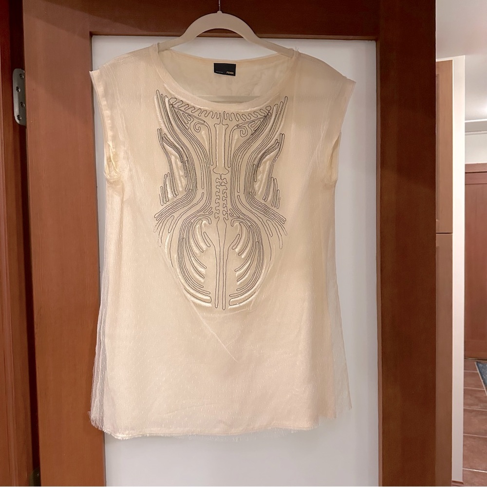 Fendi Silk and Embroidered Top